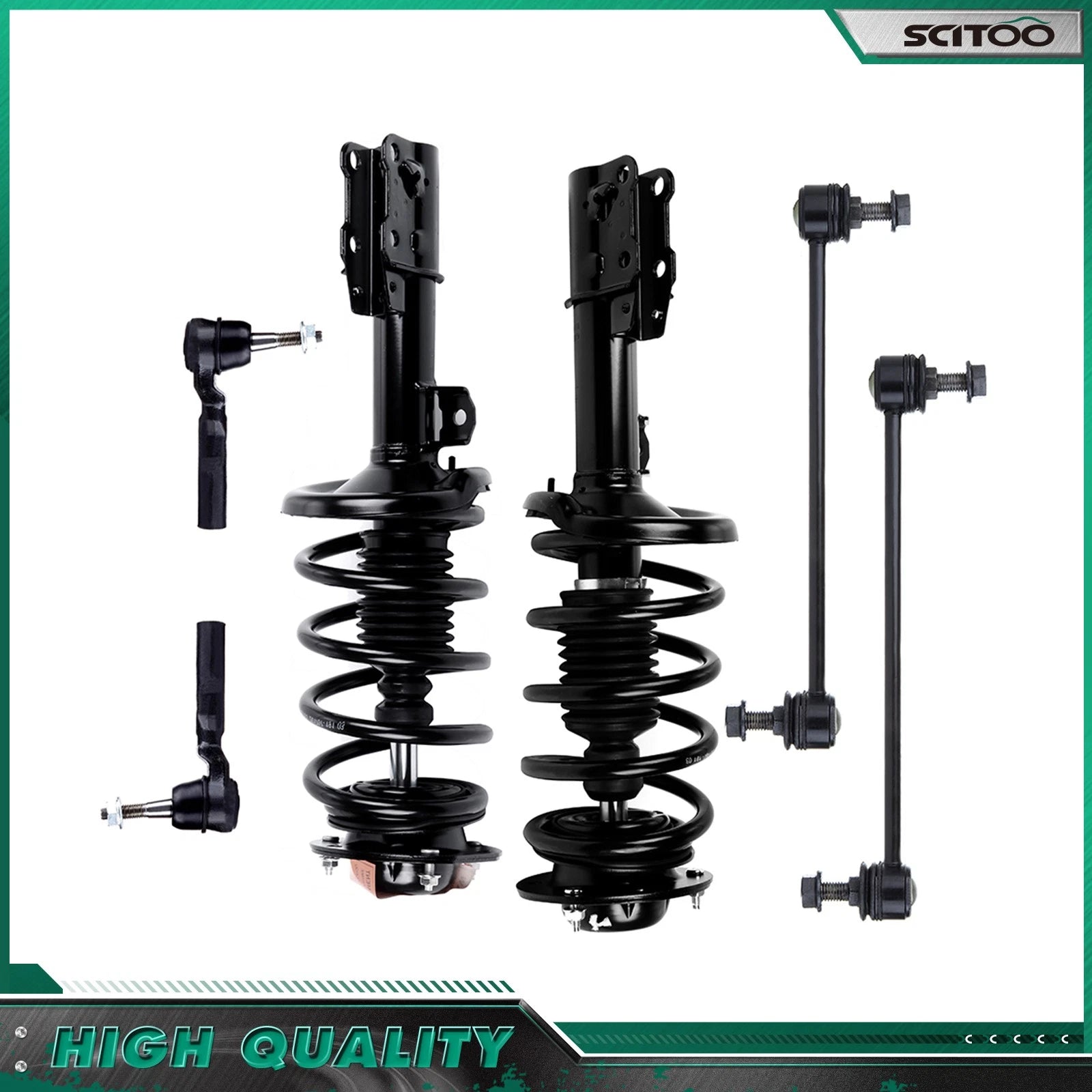 Set of 4 Front Struts & Sway Bar Outer Tie Rods for Chevrolet Malibu Pontiac G6 (2004–2012)