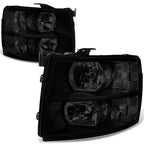 Pair of Tinted Housing Clear Corner Headlights for Chevy Silverado (2007–2014)