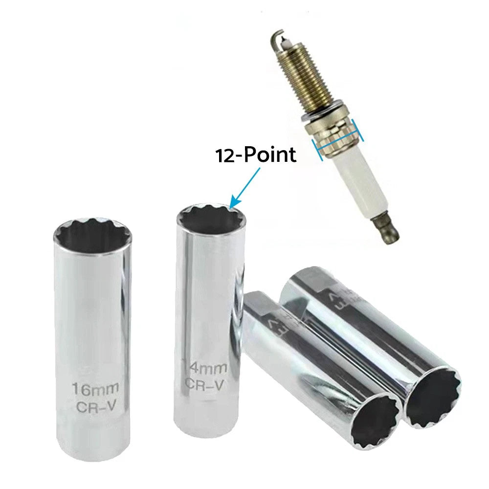 14mm Spark Plug Socket for Auto Car (12 Point, Deep Thin Wall, 3/8" Drive)