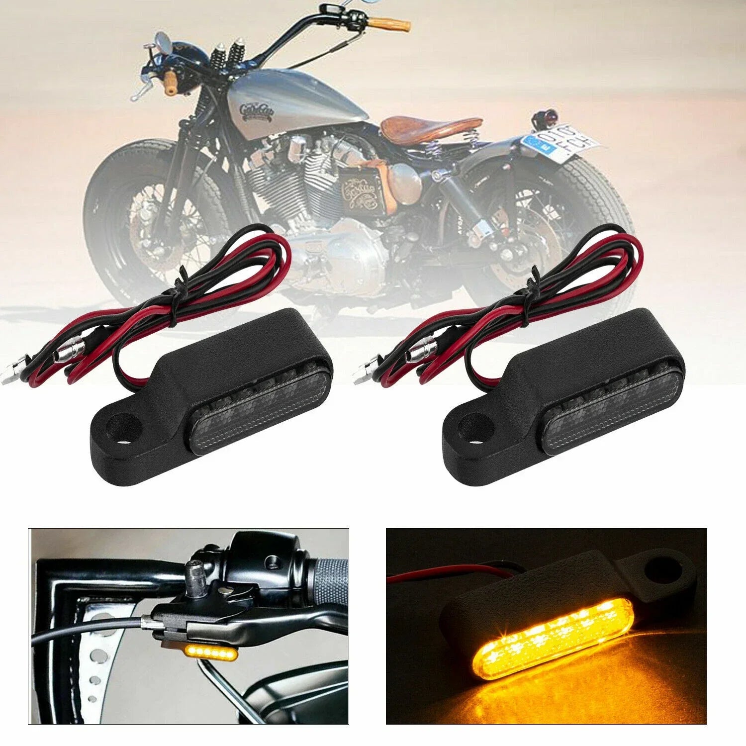 6 x LED Turn Signal Indicators Lights for Harley Motorcycle Handlebar