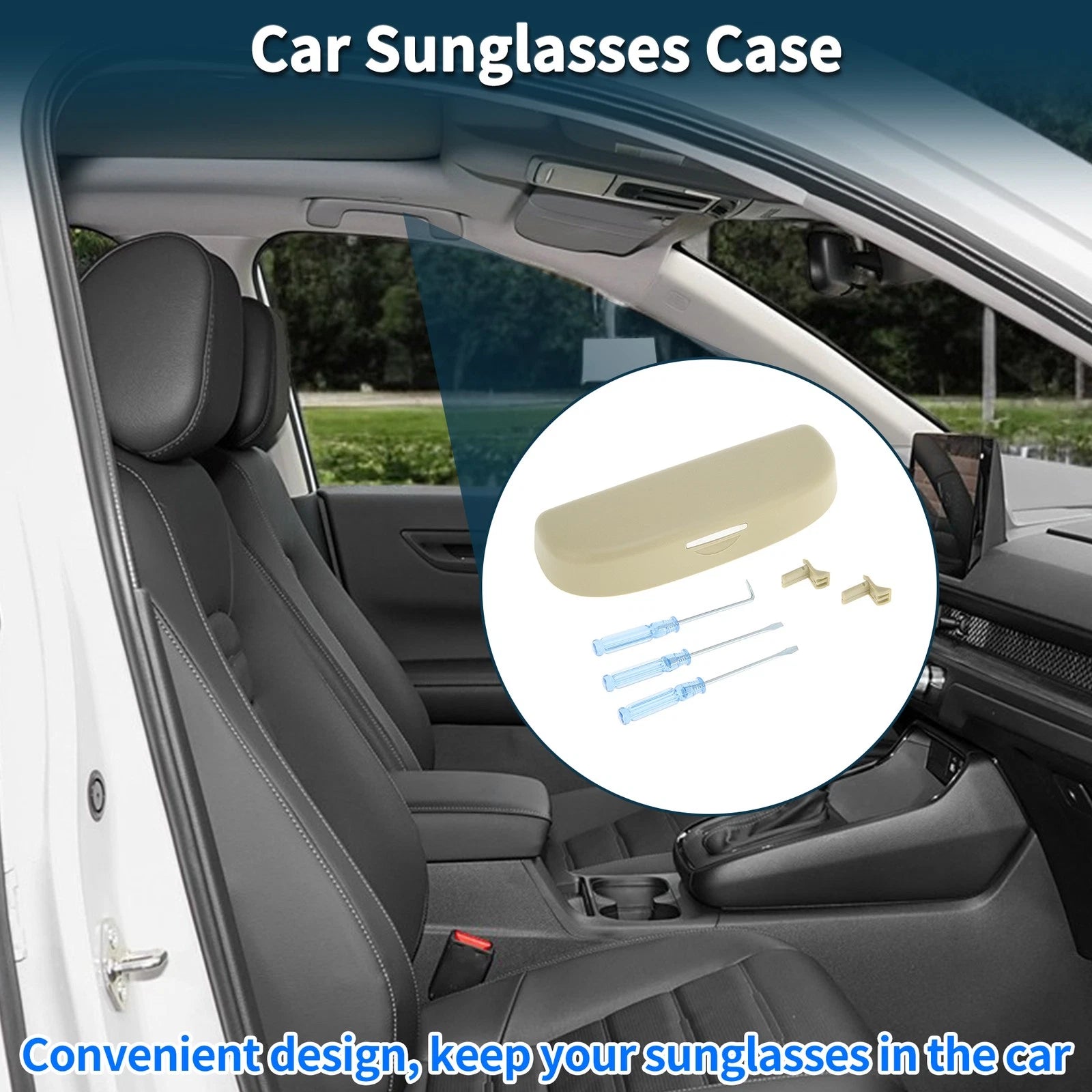 Sunglasses Case for Volkswagen Teramont (2017–2023) Eyeglasses Holder Beige