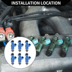 Set of 6 Fuel Injectors for Honda Accord (2003–2007) No.16450RCAA01 Blue