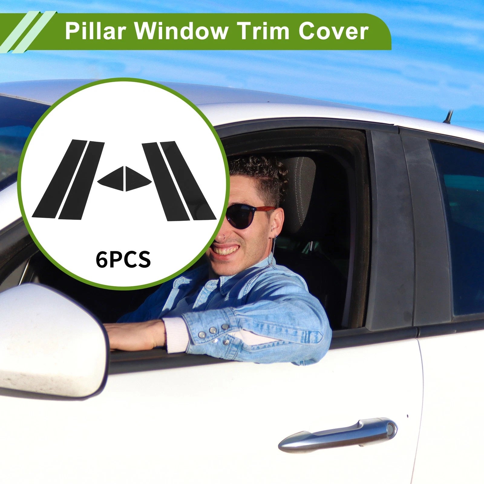 Set of 6 Pillar Window Trim for Dodge Charger (2006–2010) Black