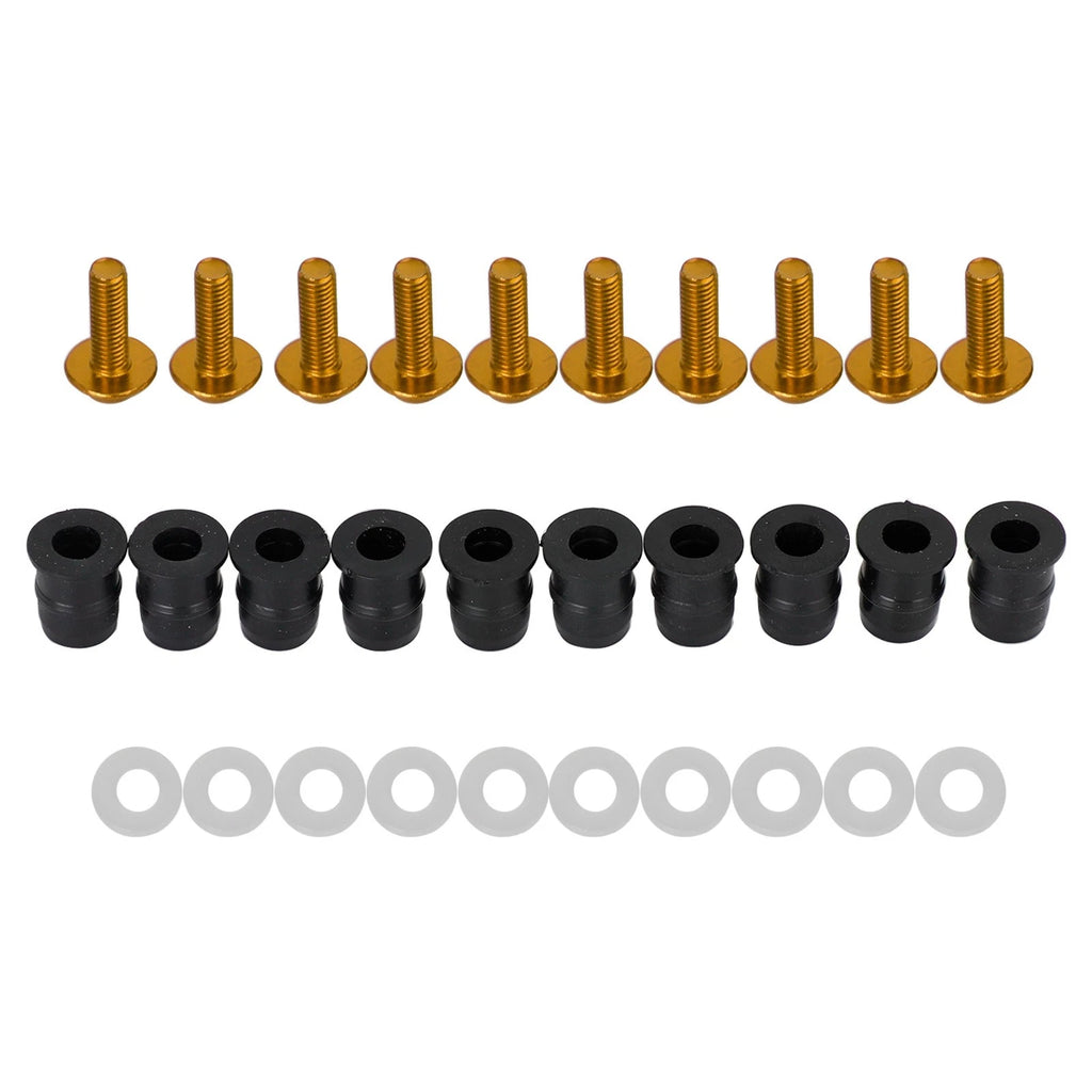 10 Pack Wind Screen Shield Kit for Motorcycle (M5x16mm Screw Bolt Washers)