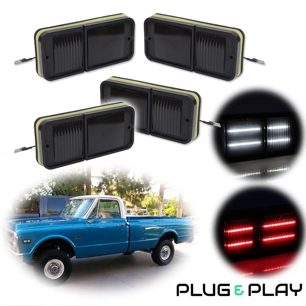 Set of 4 LED Side Marker Lights for Chevy GMC Truck (68–72)