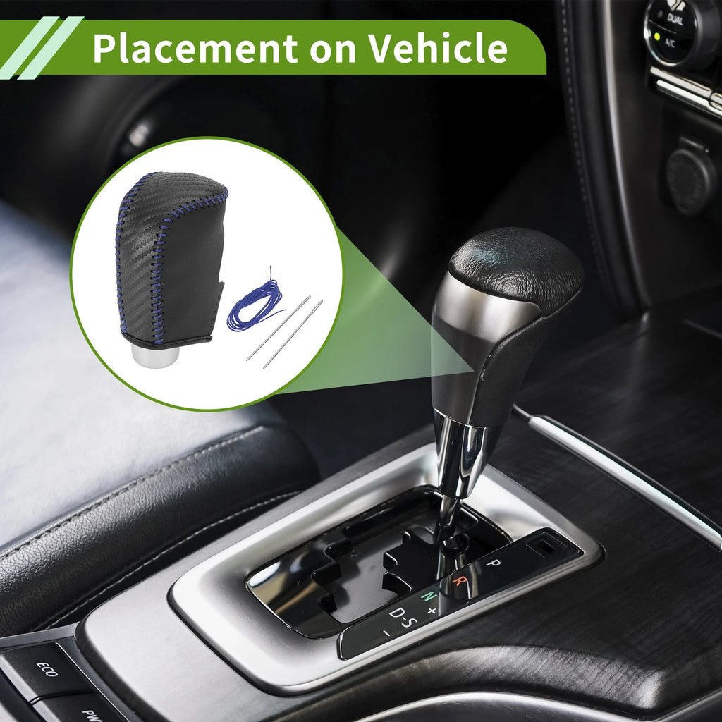 1 Pc Gear Shift Knob Cover for Mazda 3 (2014–2018) Black Carbon Fiber Blue