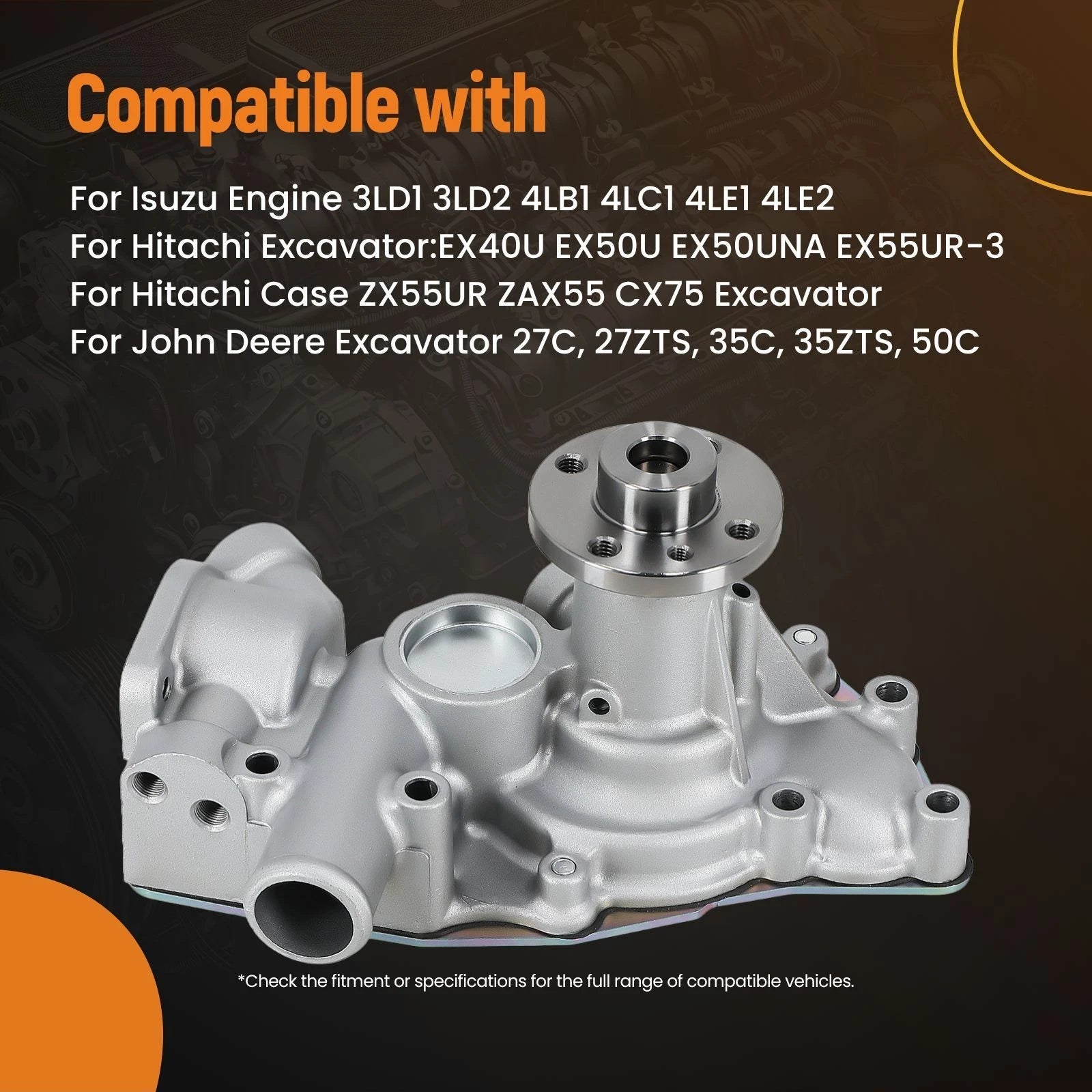 Water Pump for Hitachi EX50UNA Isuzu 3LD1 3LD2 4LB1 4LE1 (8981262312)