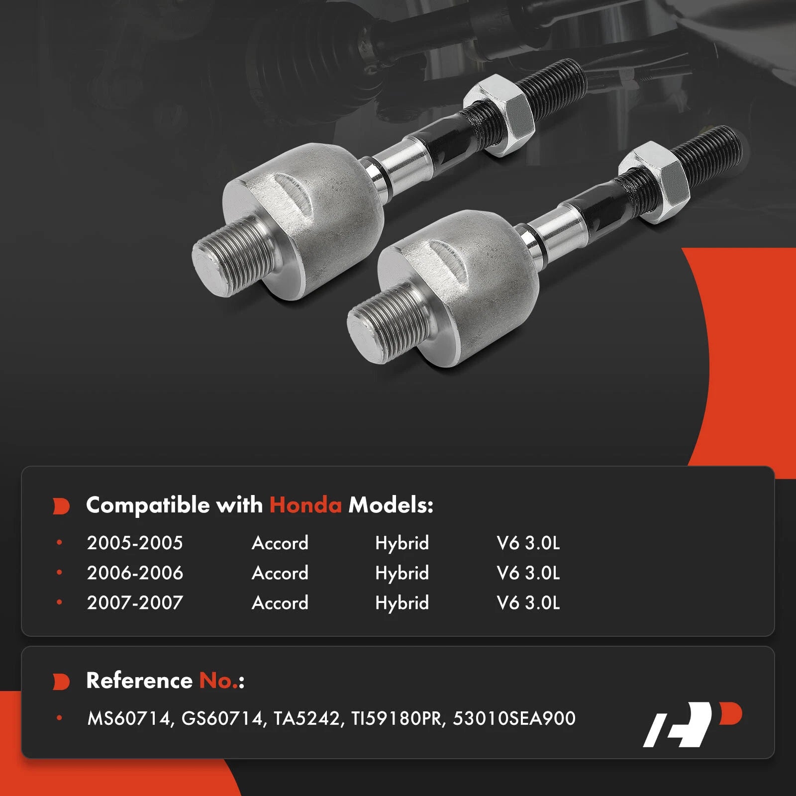 2X Front Inner Side Tie Rod End for Honda Accord (2005-2007)