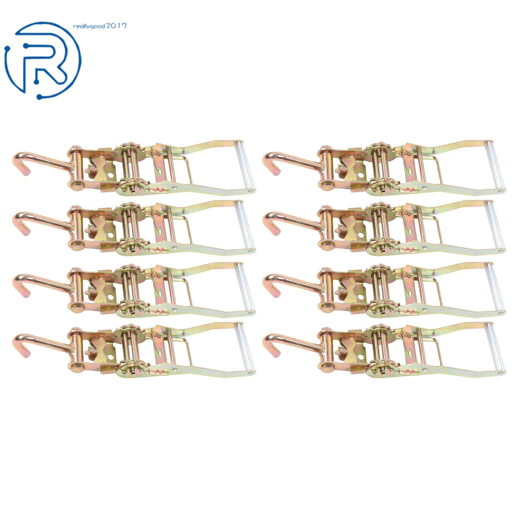 8 PCS Ratchet Tie Down Straps 2" WLL 1000lbs Steel J-Hook for Trailer