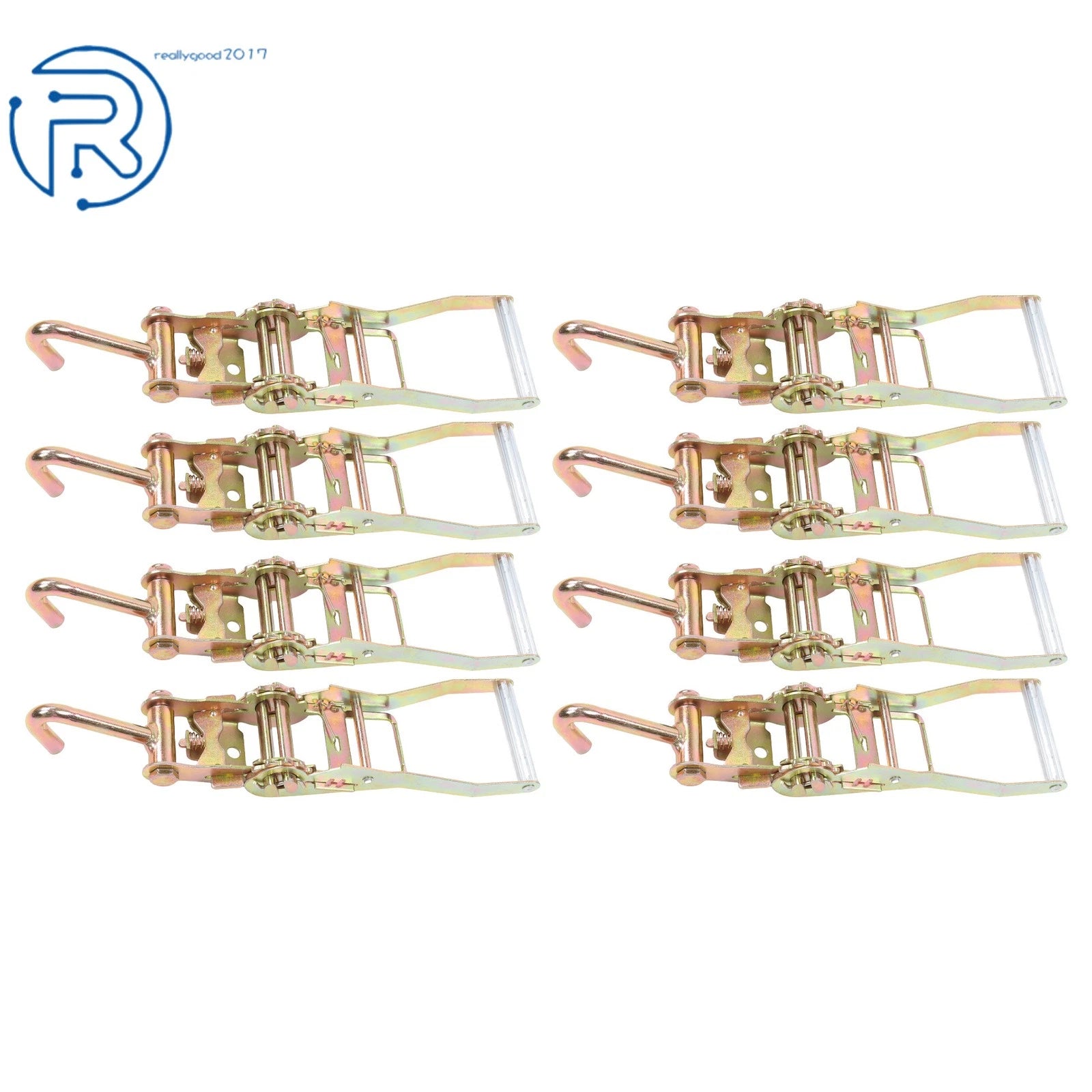 8 PCS Ratchet Tie Down Straps 2" WLL 1000lbs Steel J-Hook for Trailer