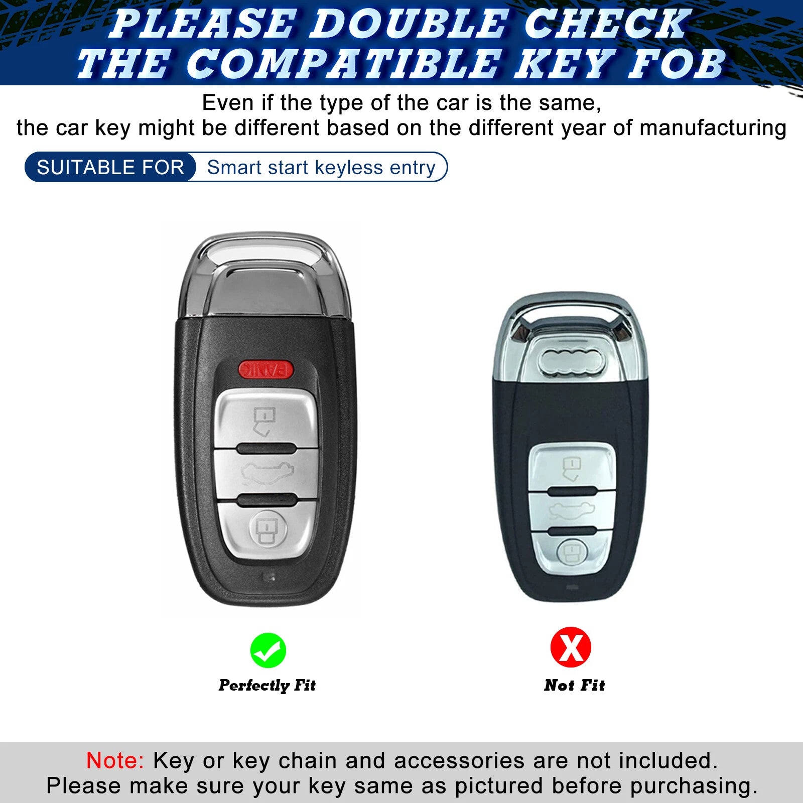 Matte White Remote Smart Key Cover Fob Shell for Audi A3-A8 Q3-Q5 TT (2010-2019)