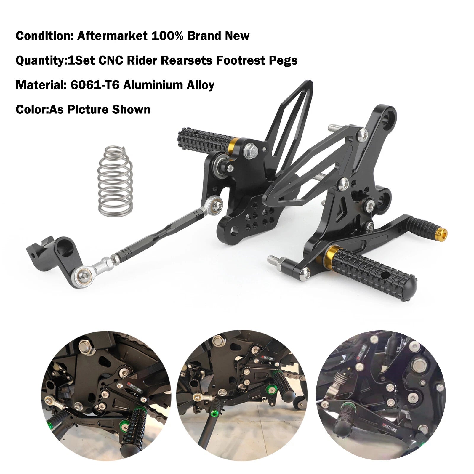 CNC Aluminum Rearsets Footpegs for Kawasaki Z400 / Ninja 400 (2018–2022)