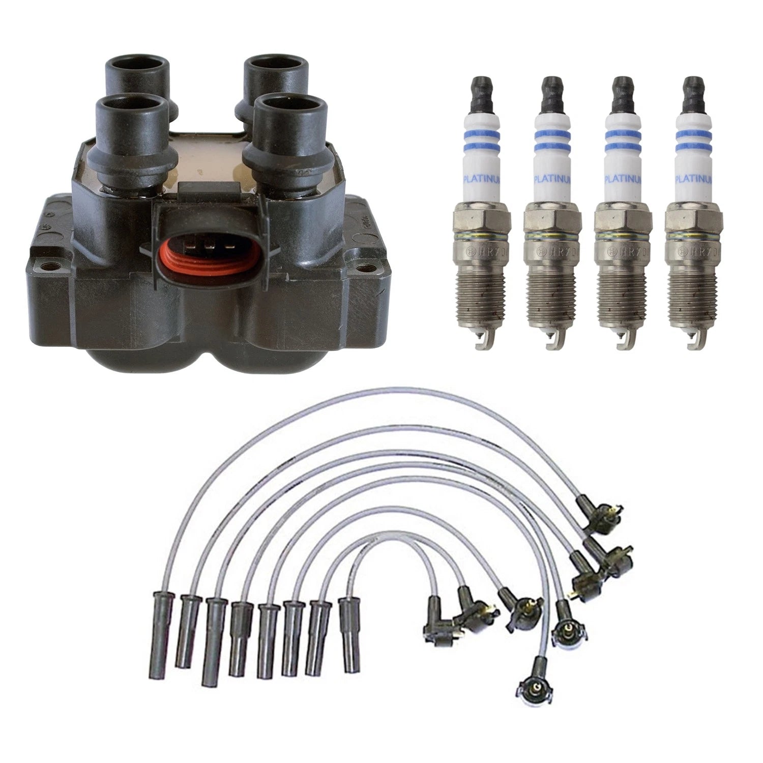 Set of 2 Ignition Coil Wires & 4 Platinum Spark Plugs for Mazda B2300 (1994–2000)