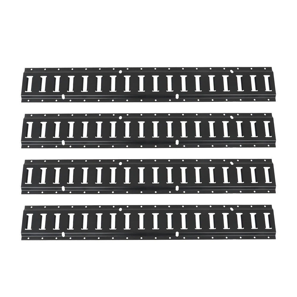 Set of 4 E Track Tie Down Rails for Garages (3') - Powder-Coat Black
