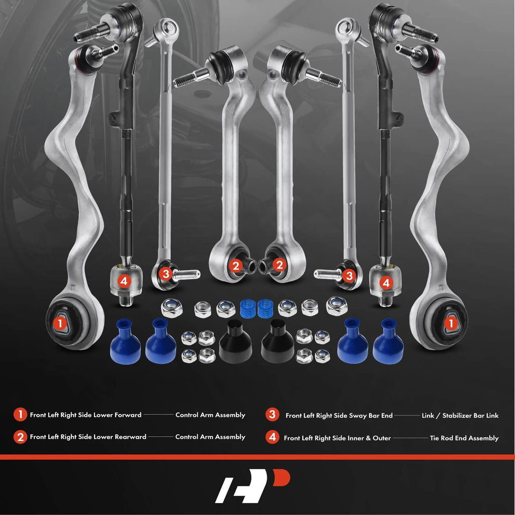 8x Front Lower Control Arm Tie Rod End for BMW 328i (2007-2013)