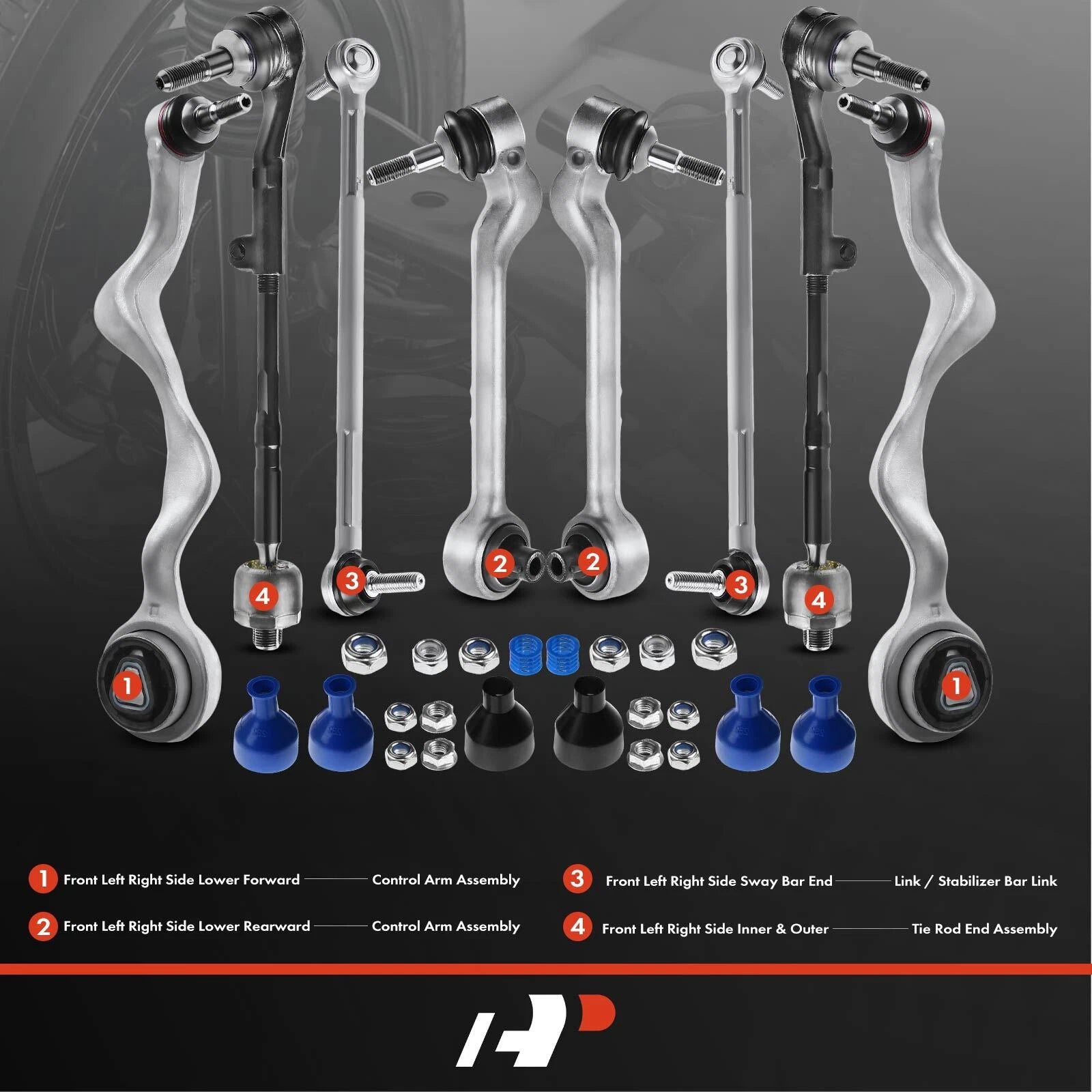 8x Front Lower Control Arm Tie Rod End for BMW 328i (2007-2013)