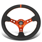 NRG Innovations RST-006OR 350mm Deep Dish Leather Steering Wheel for Universal