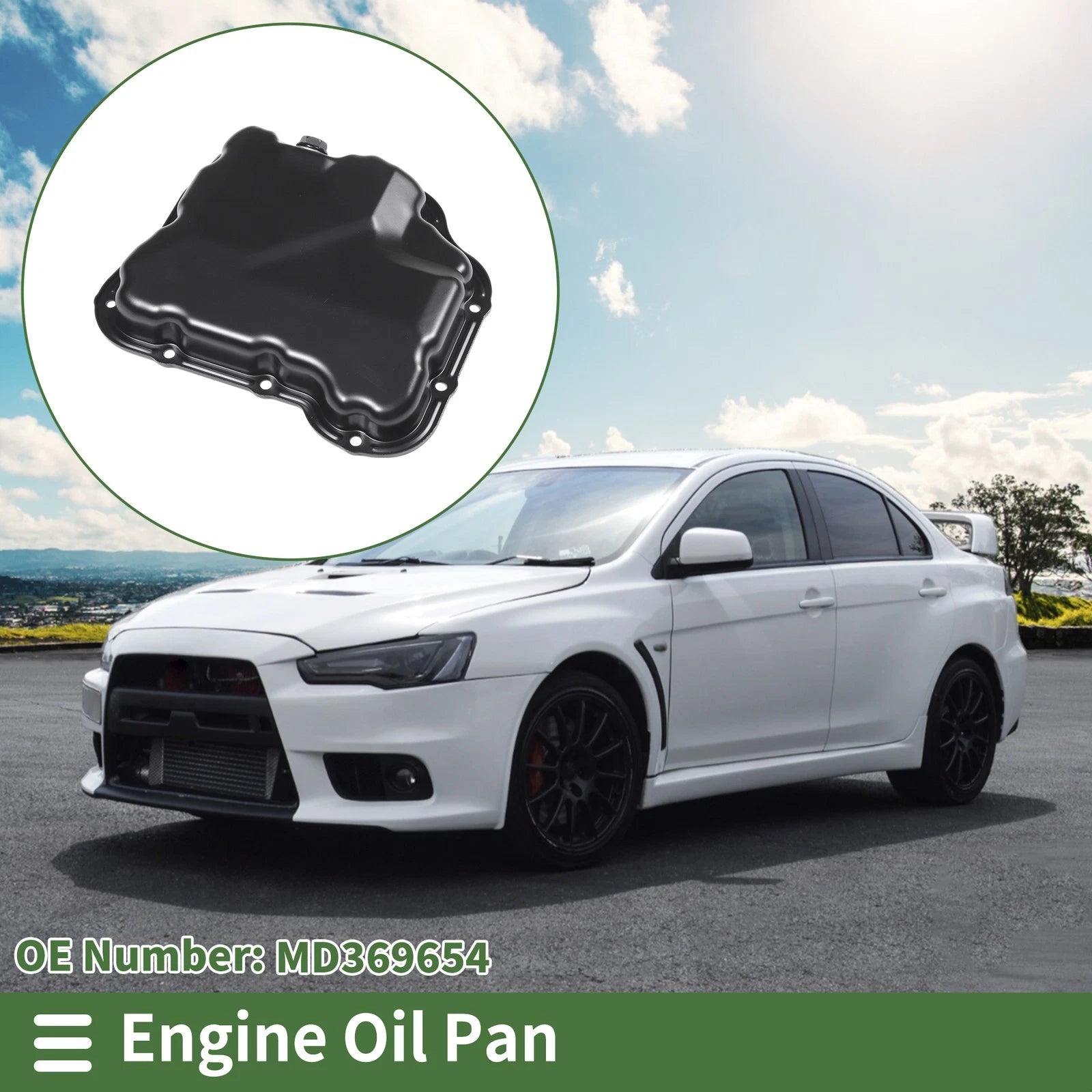 1 Pc Engine Oil Pan MD369654 for Mitsubishi Lancer (2002–2007) Iron Black