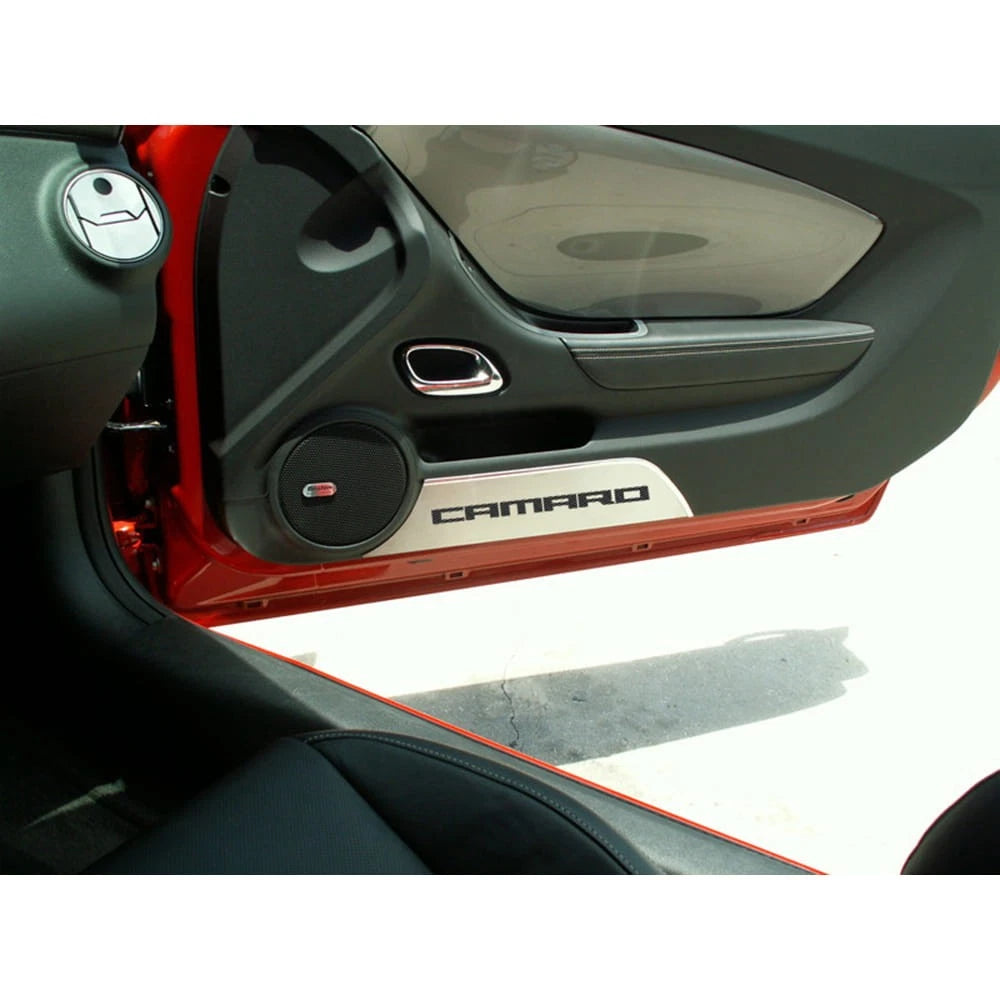 Door Panel Kick Plates Black Carbon Fiber Inlay for 2010–2015 Camaro