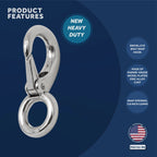 Set of 4 Swivel Eye Bolt Snap Hooks for Marine Applications