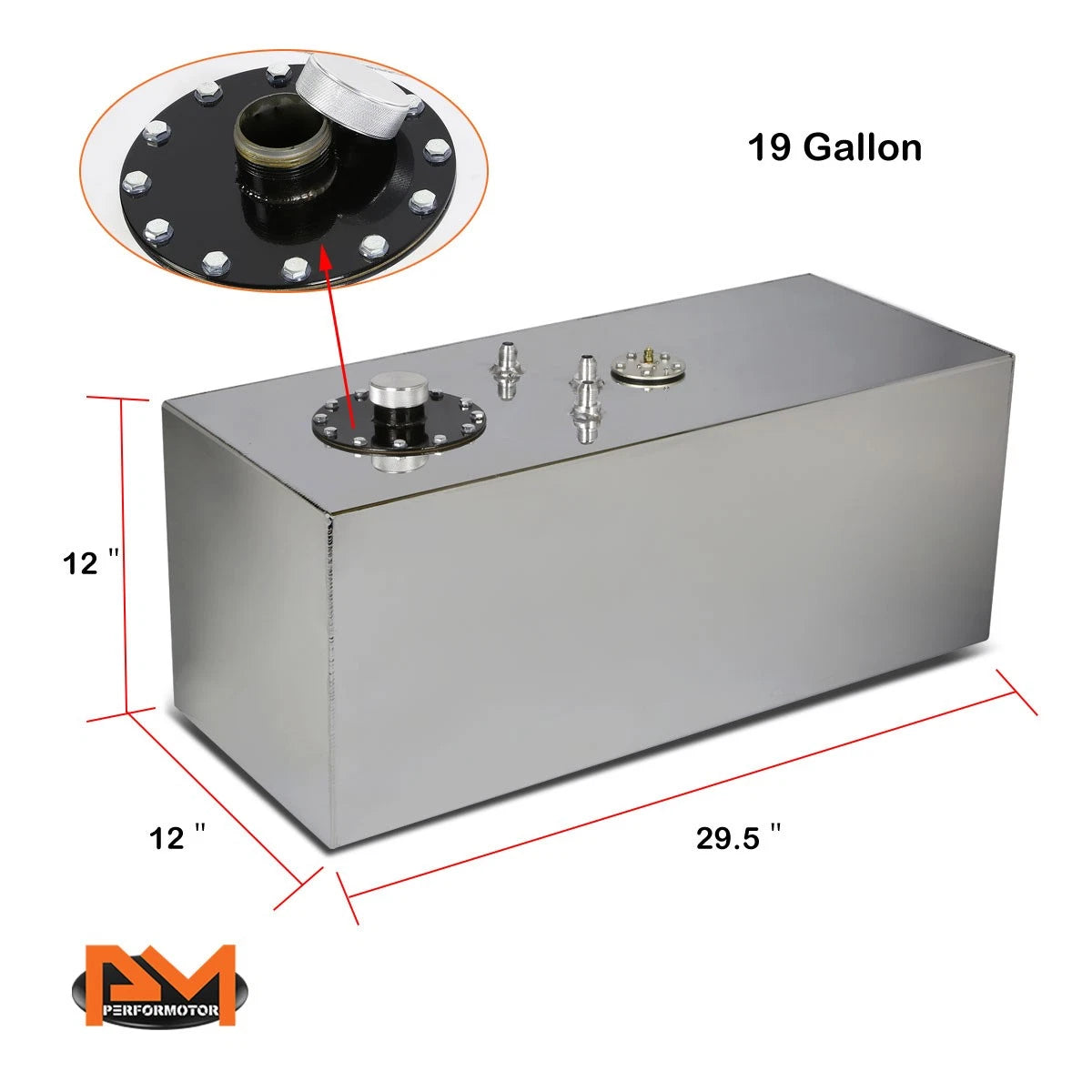 19 Gallon Aluminum Fuel Cell for Universal Applications (Polished Chrome)