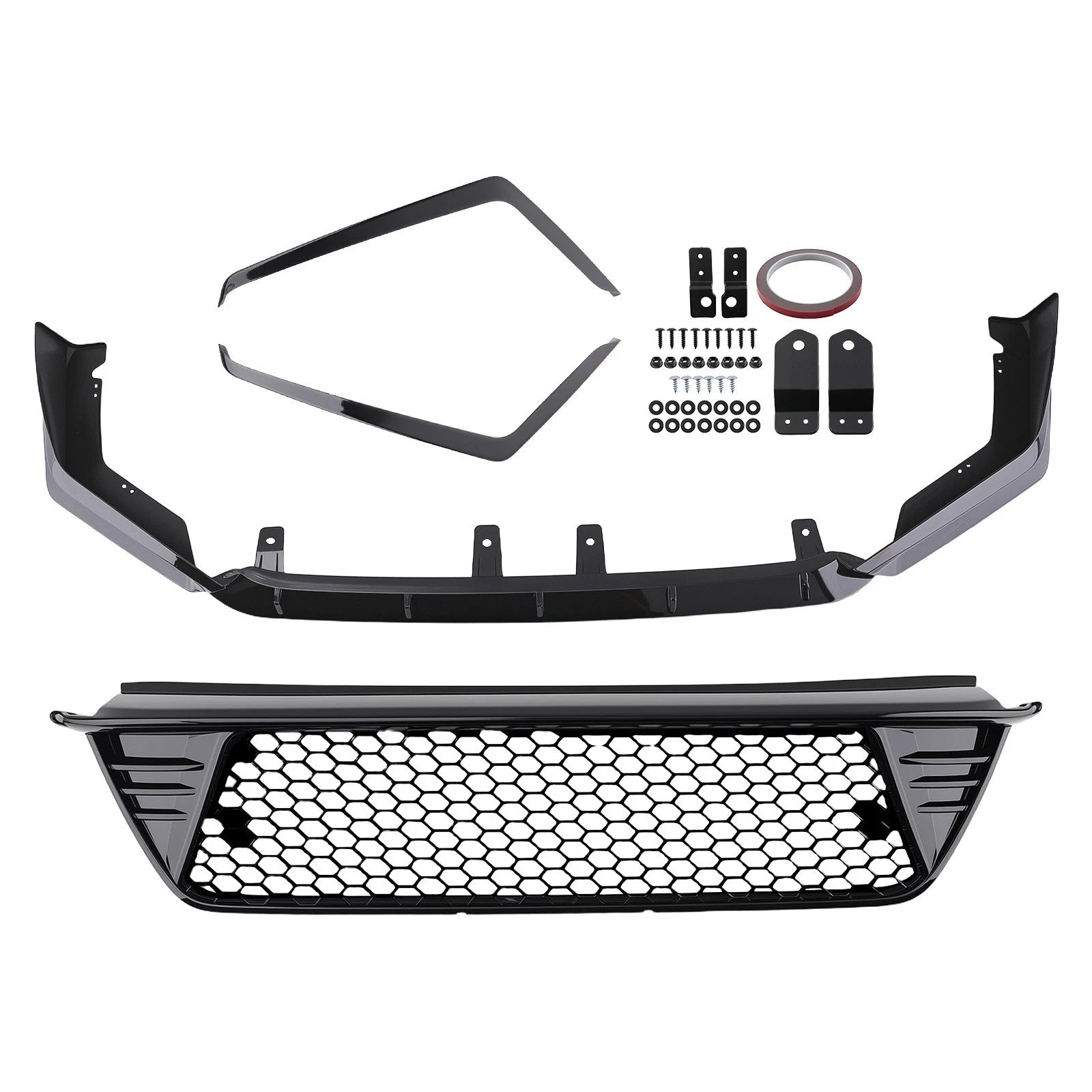 2X Bumper lower Grille + Bumper Lip For Honda Civic Sedan & Hatchback 22-24