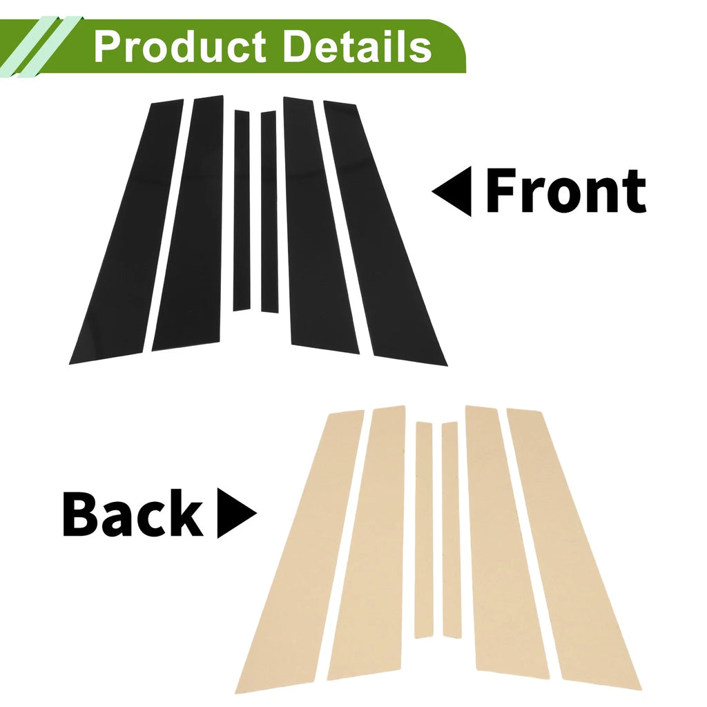 Set of 6 Door Pillar Window Trim for BMW 5-Series (2011–2017) Black