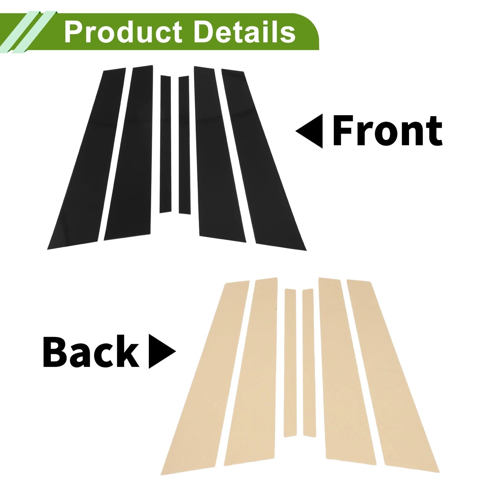 Set of 6 Door Pillar Window Trim for BMW 5-Series (2011–2017) Black