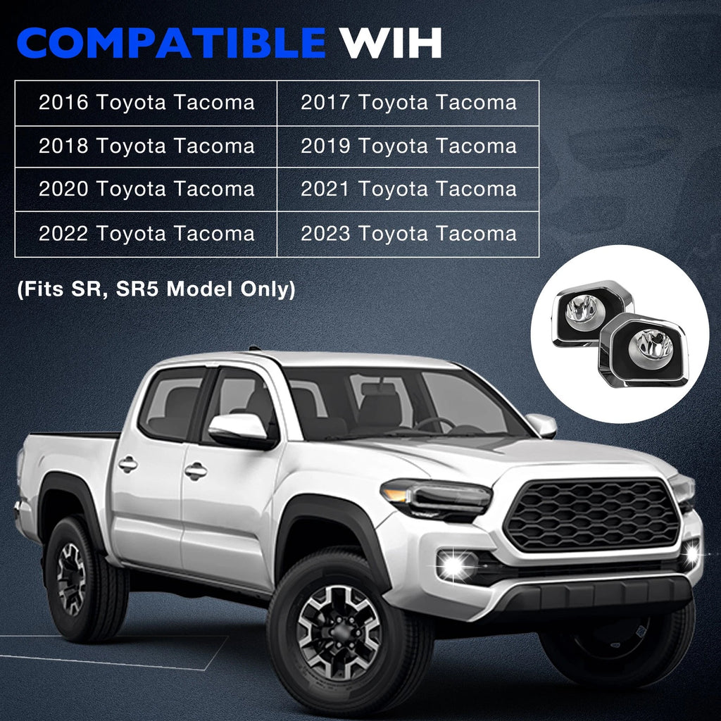 Fog Light Lamp Kit with Chrome Trim for Toyota Tacoma (2016–2023)