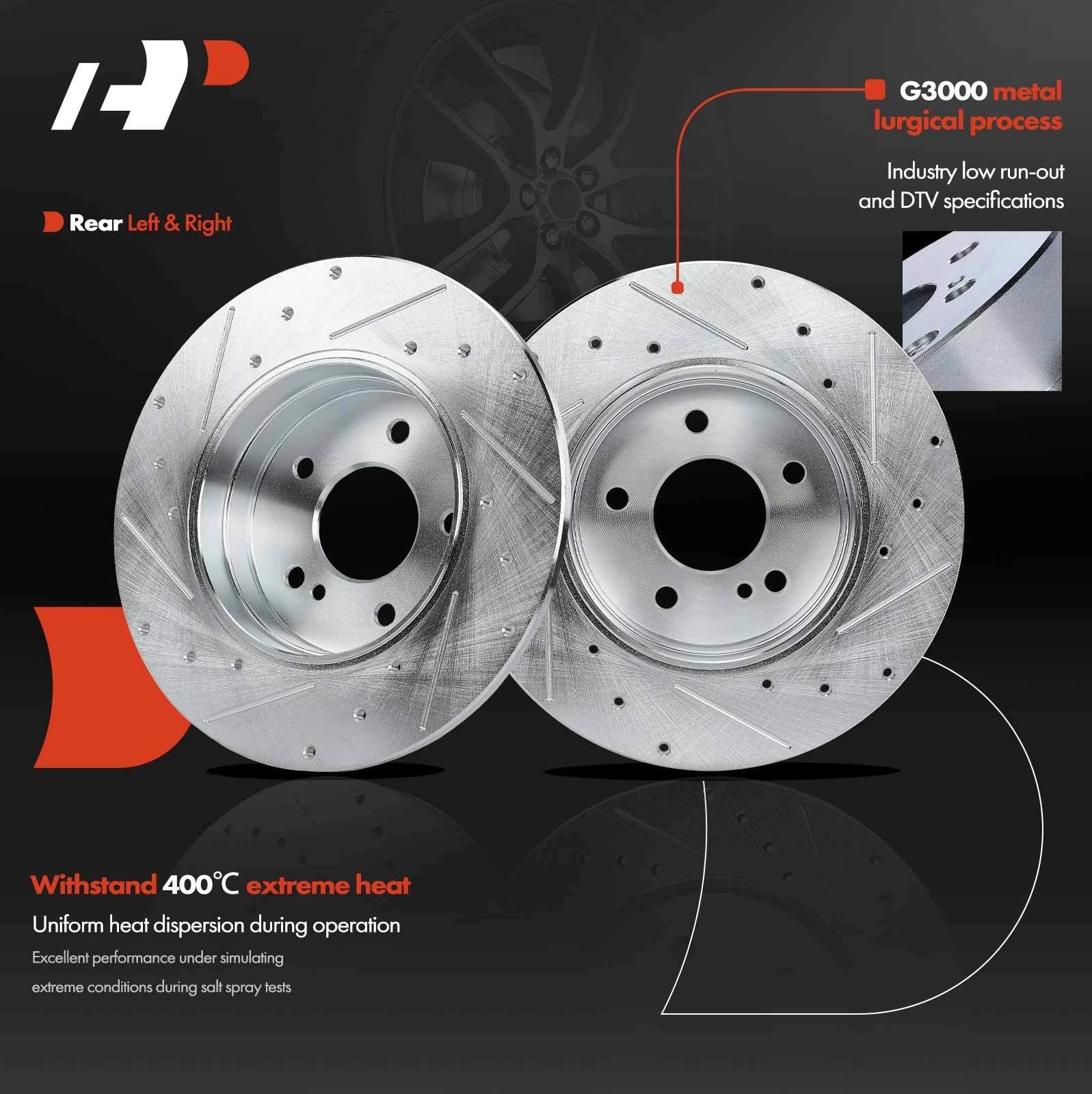Rear Drilled Brake Rotor & Pad Set for Benz W203 C230 W210 E320 R171