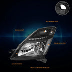 HID Xenon Headlights for Toyota Prius (2006–2009) Black Housing Clear Corner