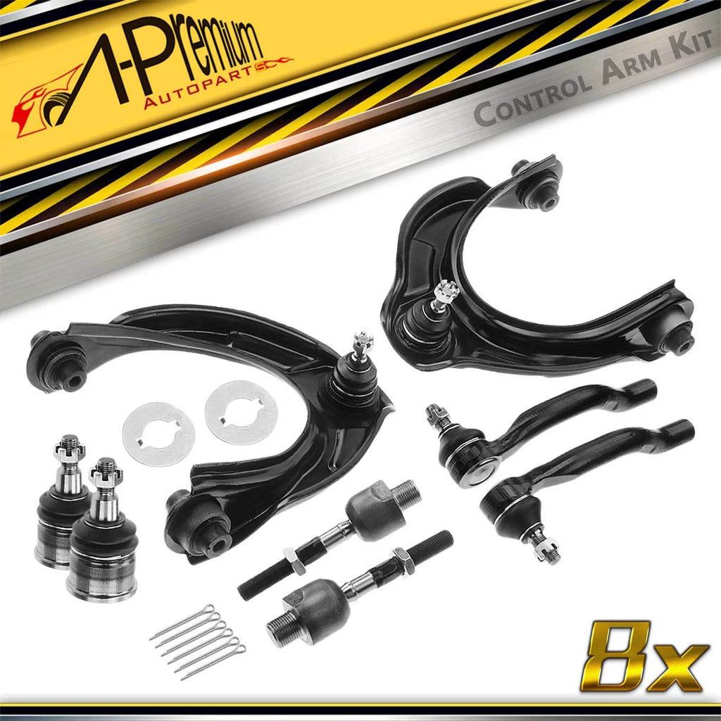 8x Front Control Arm with Ball Joint Tie Rod End Links for Honda Accord