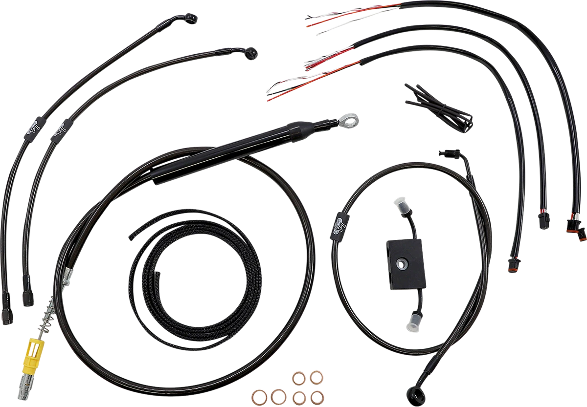LA Choppers Complete Midnight Braided Cable Kit for Harley (18"-20")