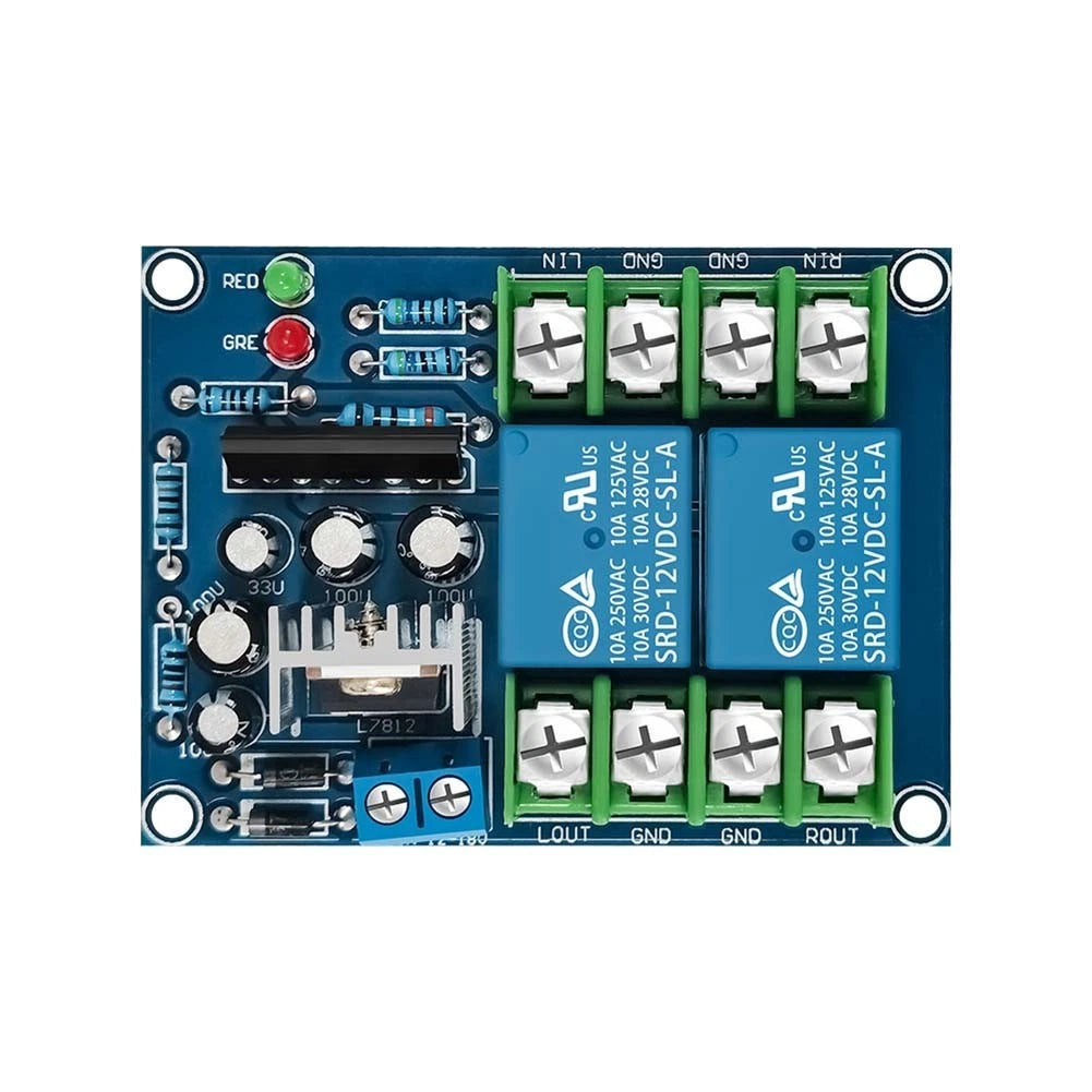 Dual Channel Relay Module Power On Design for Audio Speaker Protection