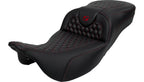 Saddlemen RoadSofa Seat for Harley Touring (2008–2024) Honeycomb Red Stitch