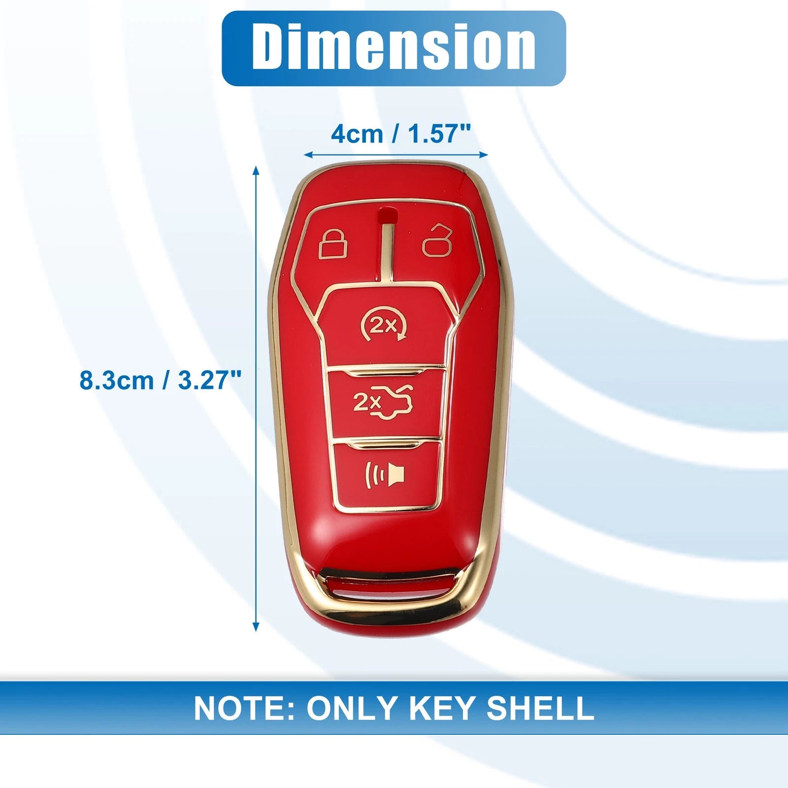 TPU Remote Key Fob Case Cover for Ford Fusion F150 (2013–2020) Red