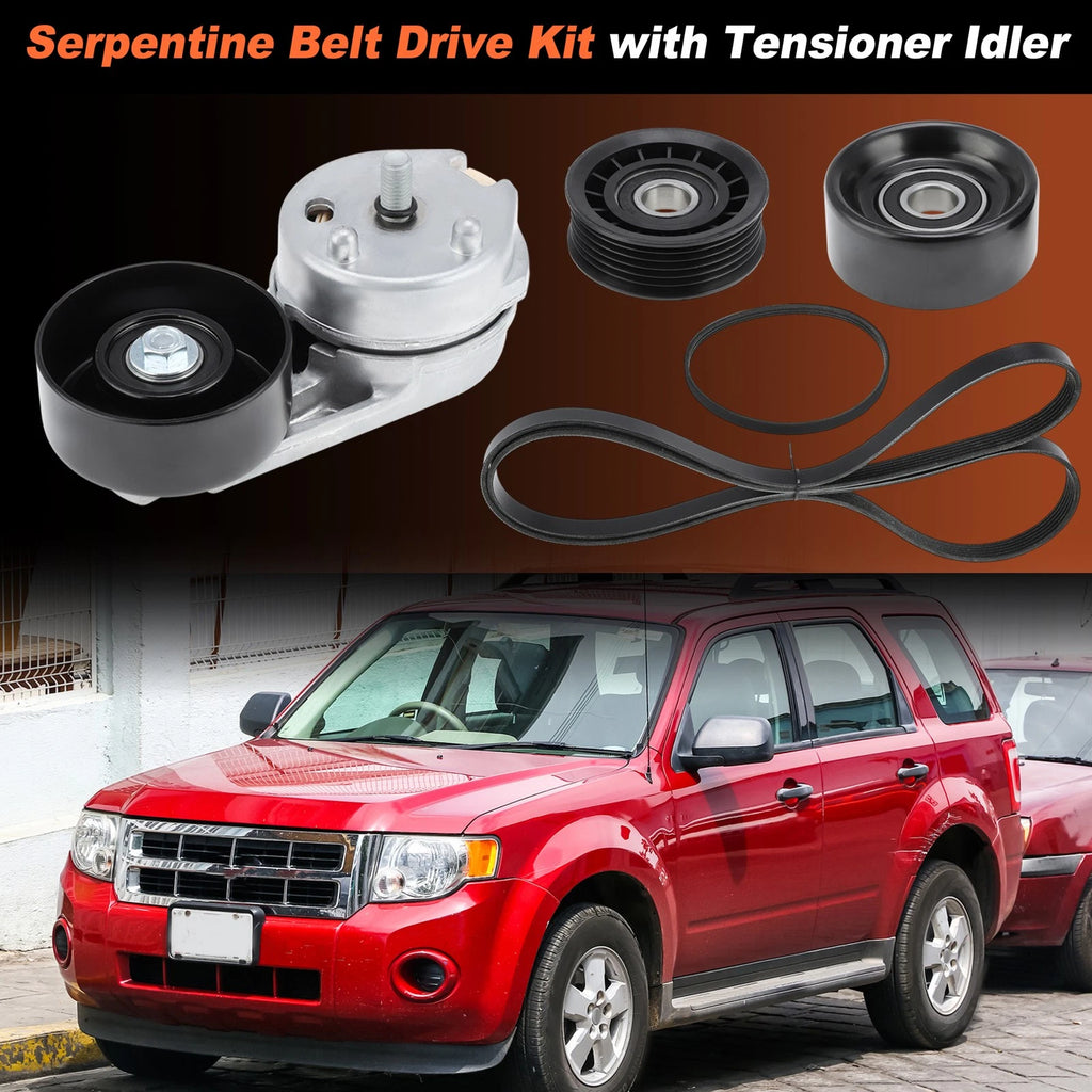 Serpentine Belt Drive Tensioner w/Idler for Ford Fusion (2006–2009) 90K-38279A