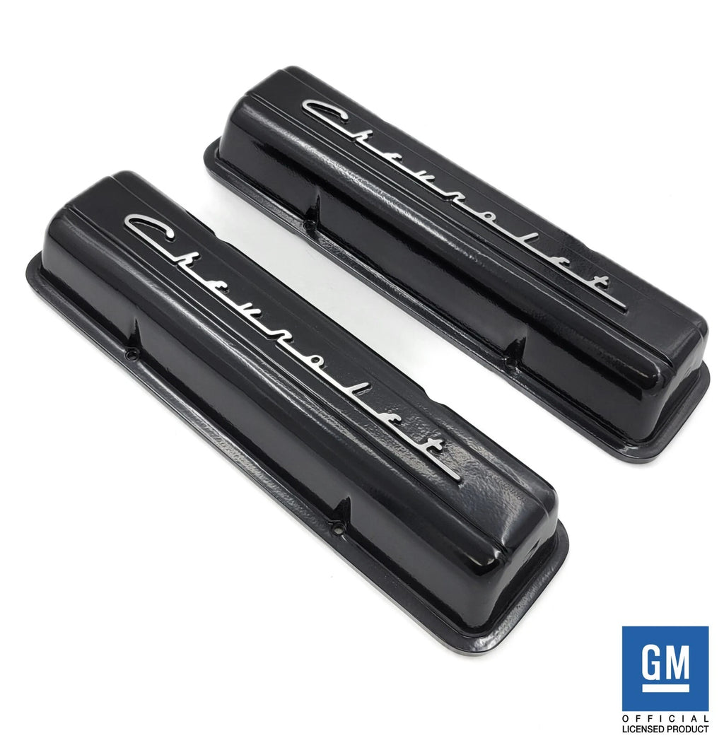 Valve Covers for Chevrolet SBC Small Block Black Script No Holes (1938–1969)