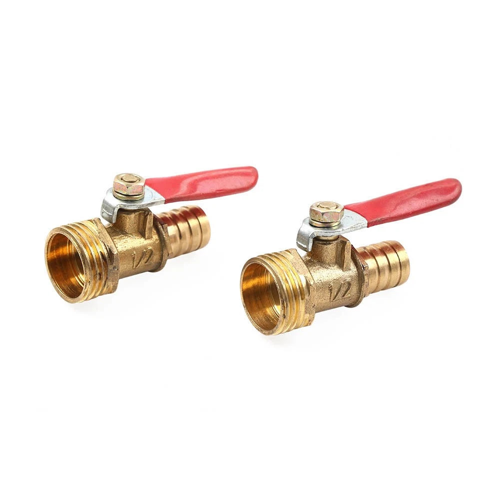 2Pcs Brass Air Ball Valve Shut Off Switch G1/2 Male to 1/2" Hose Barb