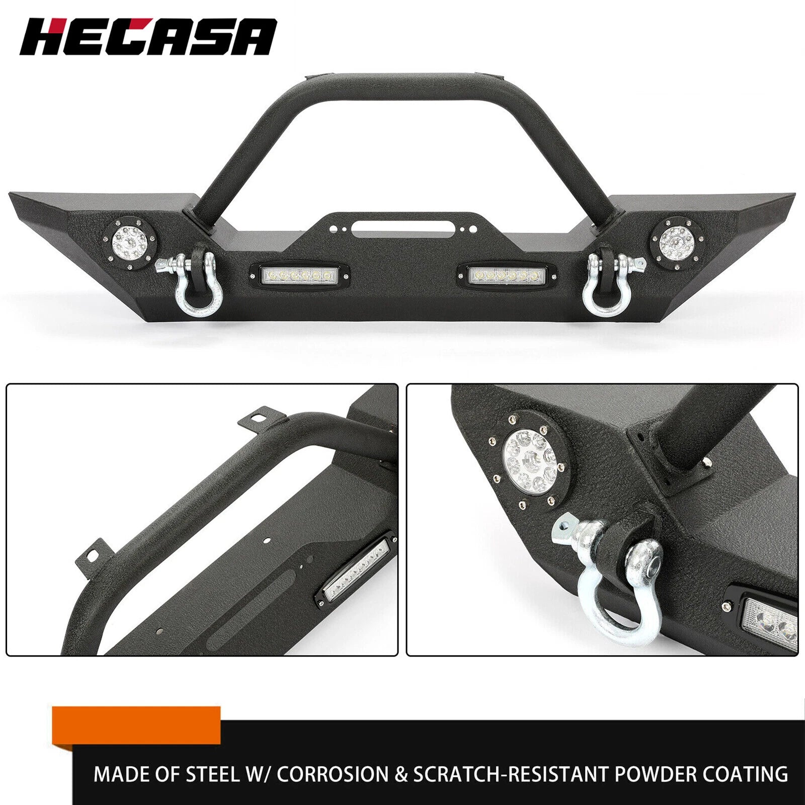 Front Bumper with LED Lights for Jeep Wrangler JK JL (2007-2024)