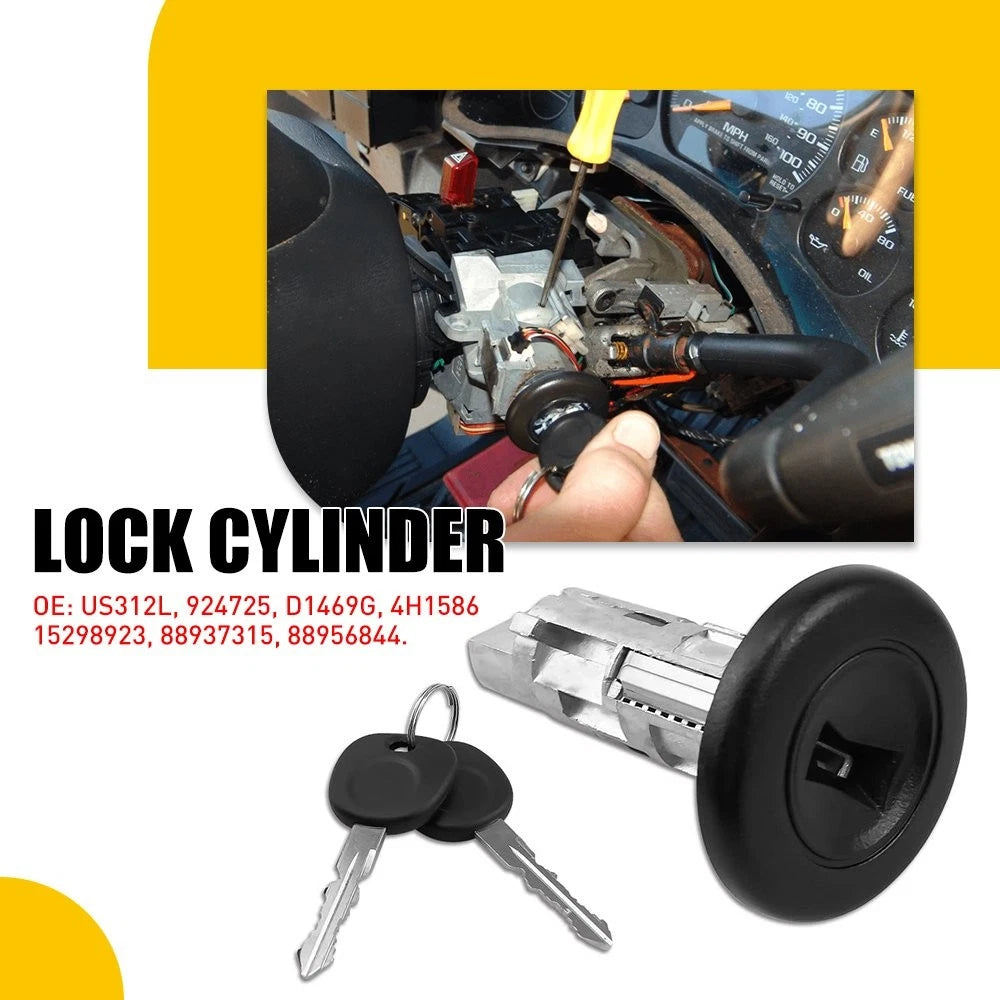 Door Ignition Switch Lock Cylinder with 2 Keys for GM Silverado Tahoe (2001–2006)
