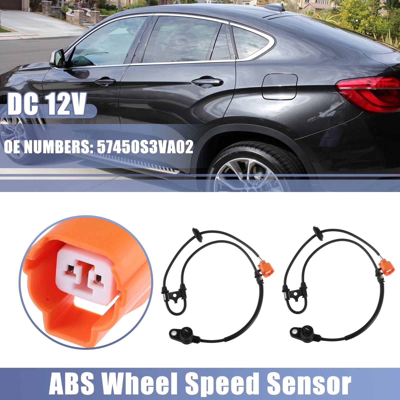 2X ABS Wheel Speed Sensor for Honda Pilot (57450-S3VA02) 