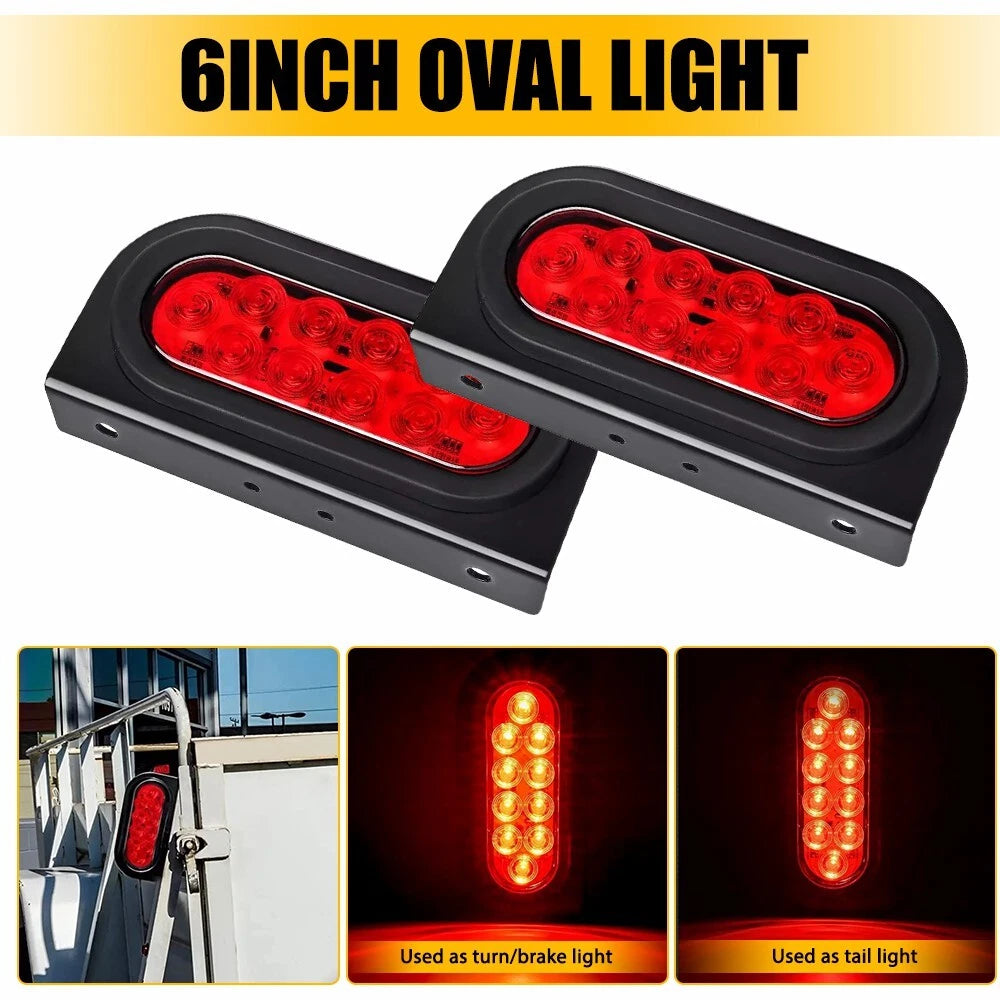 2Pcs Red LED Trailer Truck Stop/Turn/Tail Brake Lights for Truck 