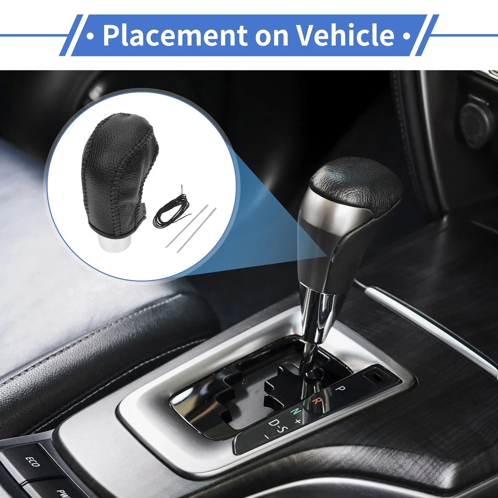 Car Gear Shift Knob Cover for Hyundai Tucson 2015-2018 - Pebbled Black (2015-2018)