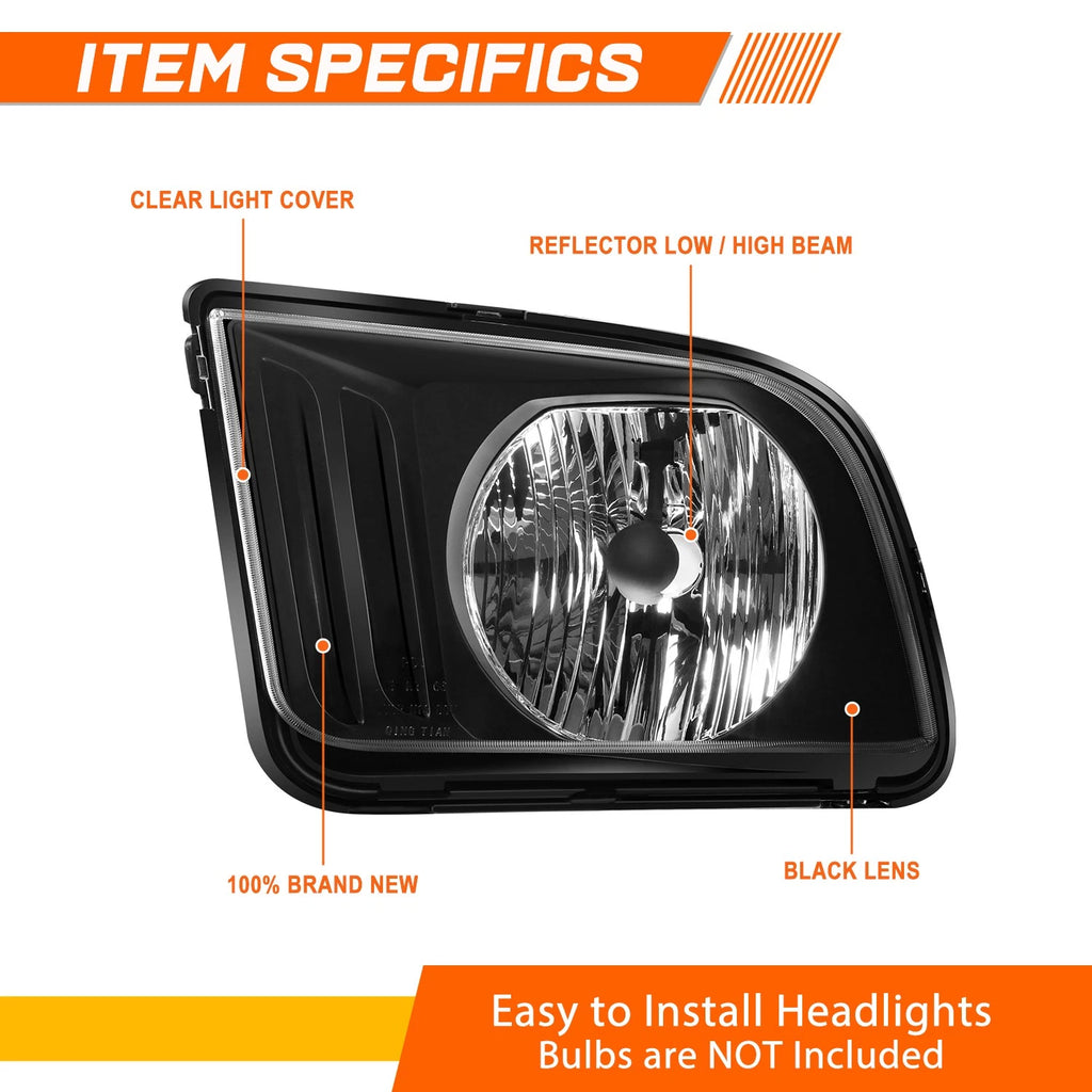 Headlight Clear Corner Signal Lamps Pair for Ford Mustang (2005–2009)