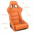 NRG FRP-302BR-V Fixed Back Racing Bucket Seat for Universal Fit (Large)