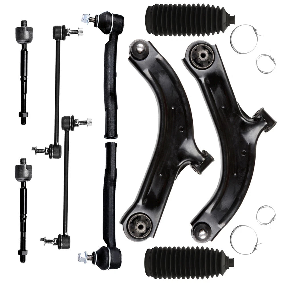 Set of 10 Front Lower Control Arms Sway Bars Tie Rods for Nissan Versa (2007–2011)