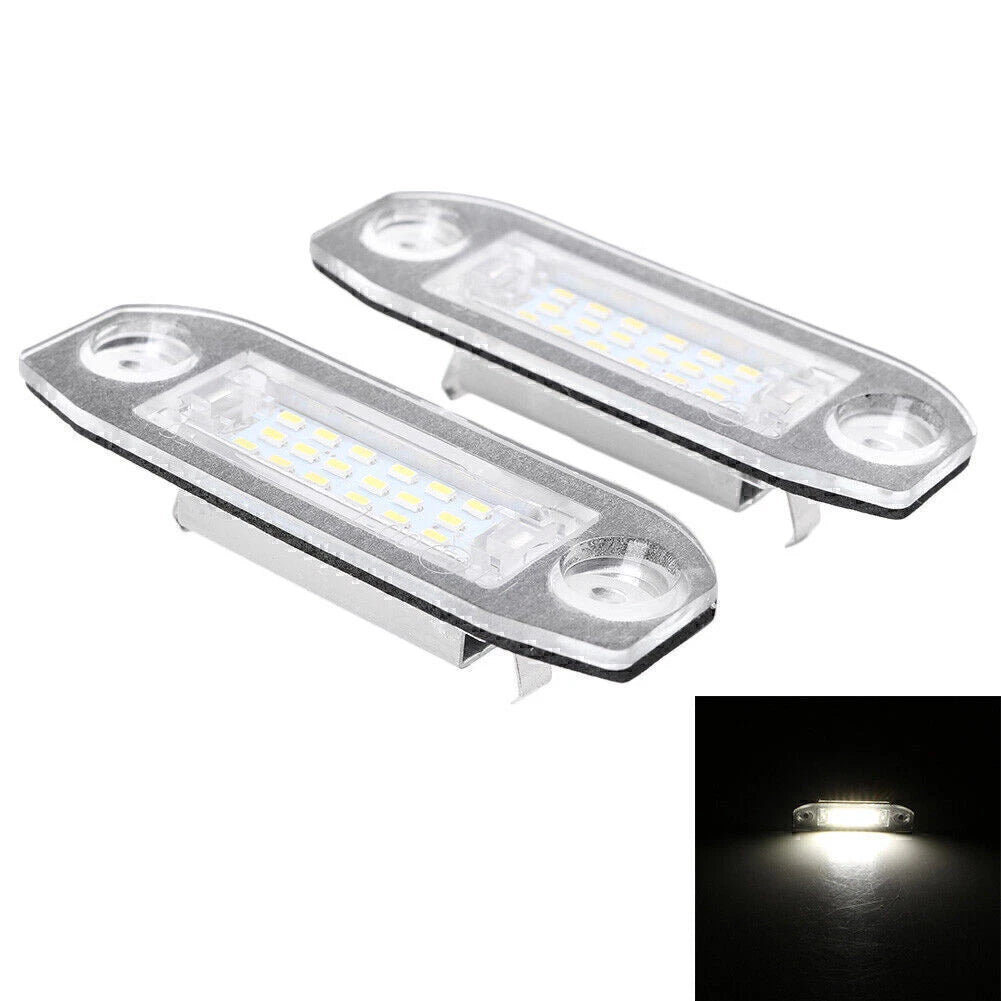 Pair White LED License Plate Lights for Volvo S80 (1998–2013) CX60 (2008–2013)