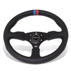 NRG 35cm 2.5" Deep Leather Steering Wheel + Horn Button for Universal Fit (2010–2023)