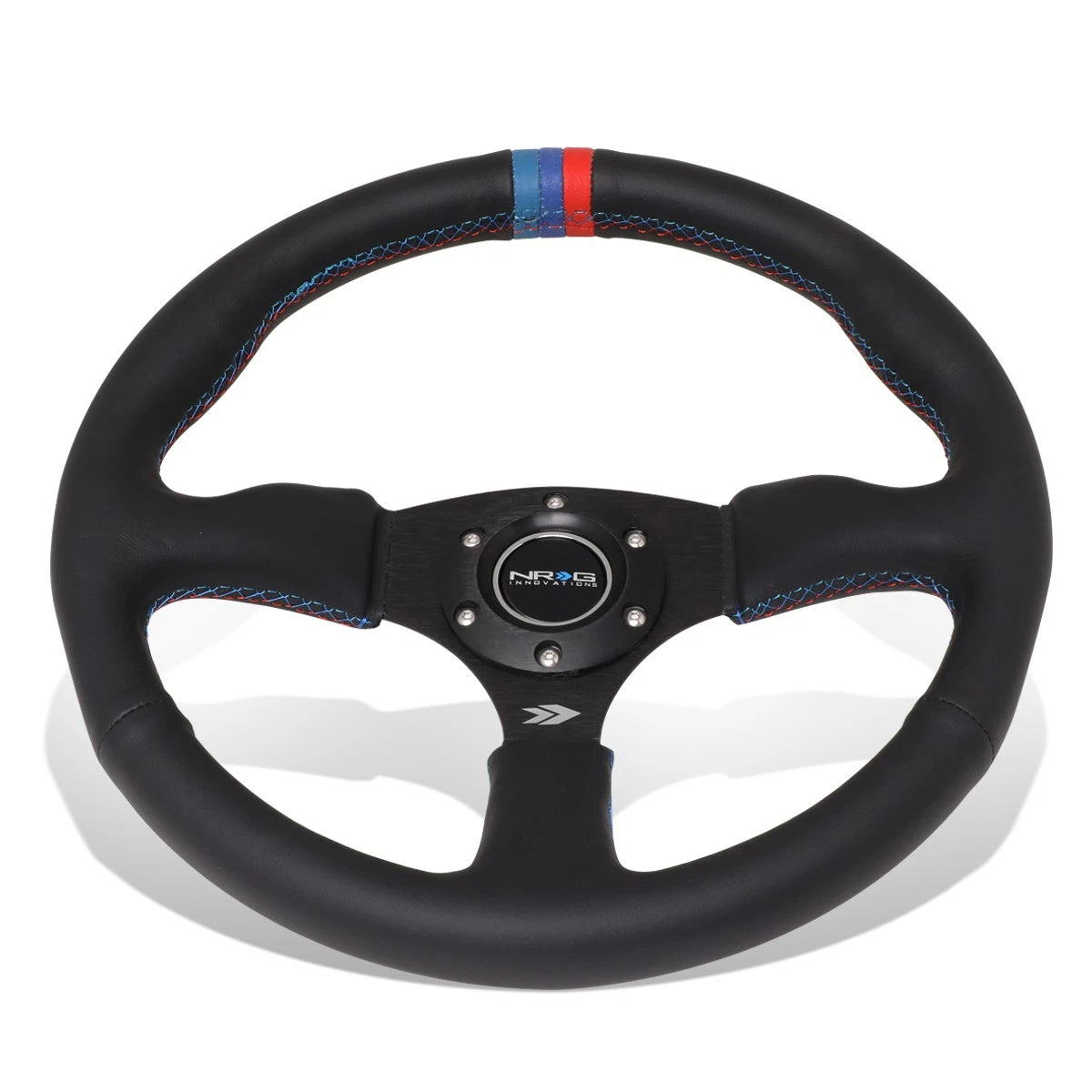 NRG 35cm 2.5" Deep Leather Steering Wheel + Horn Button for Universal Fit (2010–2023)